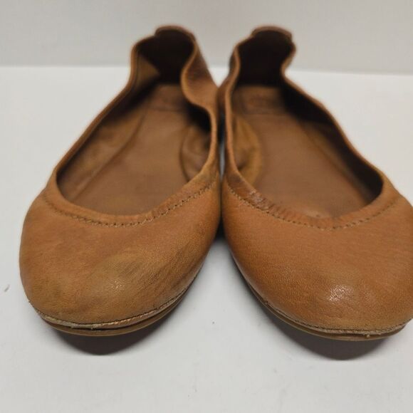 Tory Burch Eddie Tan Leather Ballet Flats 9 - Picture 5 of 9